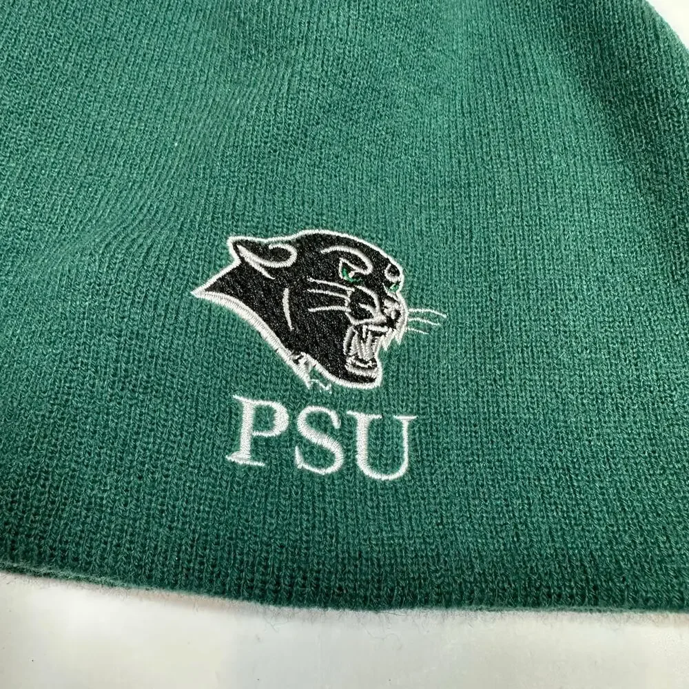 Green PSU Knit Beanie Winter Hat Panthers Plymouth State University